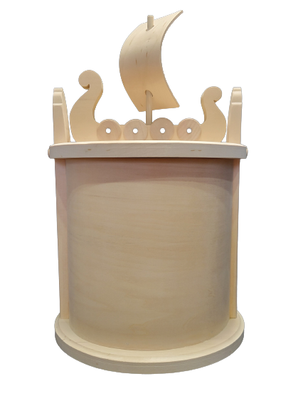 Bentwood Urn Box with Viking Ship, #359B