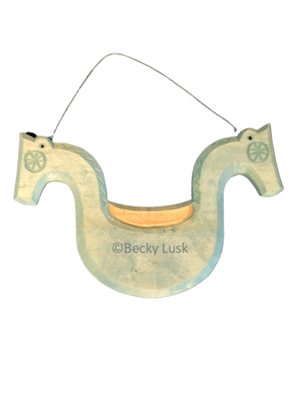 Horse Head Ale Bowl Ornament (Blue)