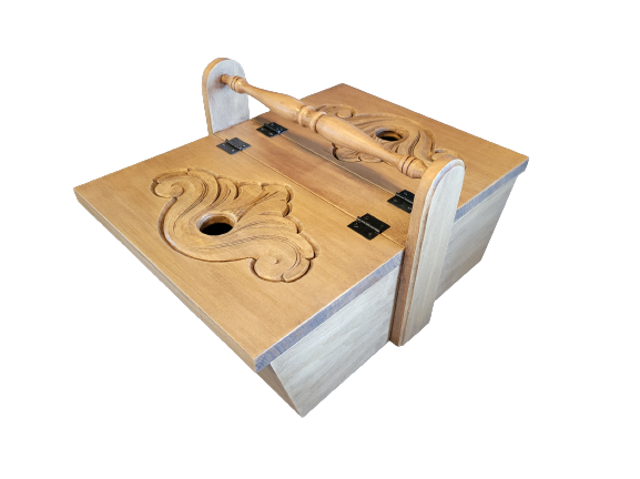 Carved Acanthus Knitting Box, Single Hole